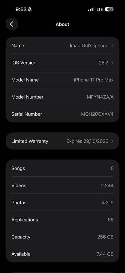 17 Pro max 256 GB orange HK non-PTA