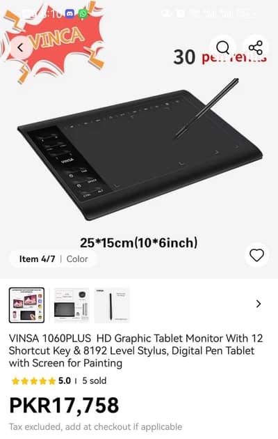 VINSA 1060PLUS GRAPHIC TABLET BRAND NEW