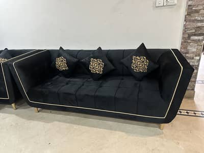 Black Sofa Set 6 Seater with Table