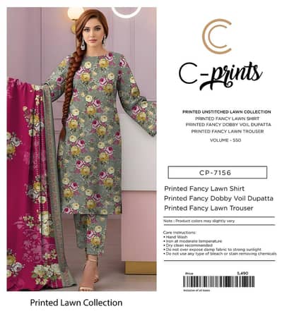 High Quality Lawn Fabric 3 Piece Printed Emroided Pret Suits