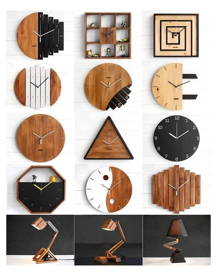 Modern Wooden Wall Clock | Unique Handmade Geometric Design Brand New ...