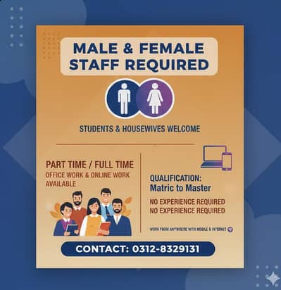 Staff Required – Part-Time & Full-Time (Office & Online Work)