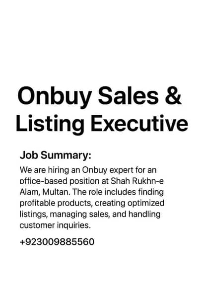 Hiring eBay and Onbuy Associate