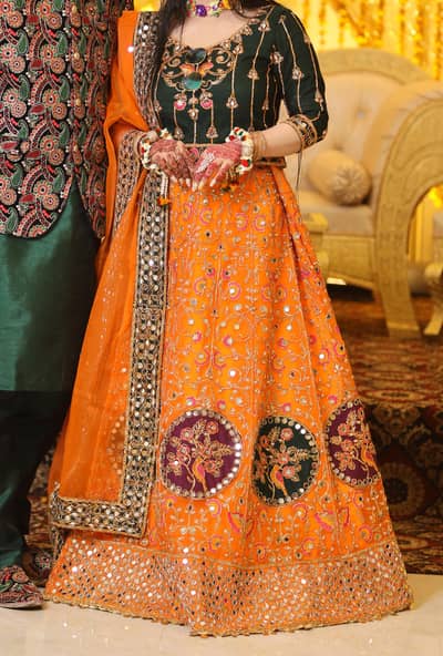 orange fancy lehnga