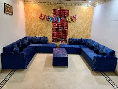 L SHAPED 12 seater’s sofa set & tabel sale in faisalabad