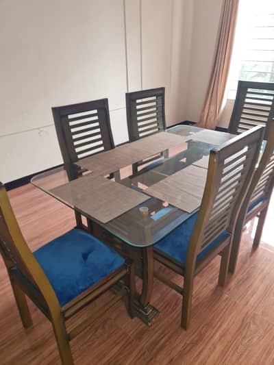 6 seater wooden dining table
