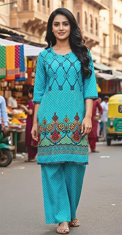 Eid Collection 2 Pcs Women's Stitched Cotton Lawn Printed Suit