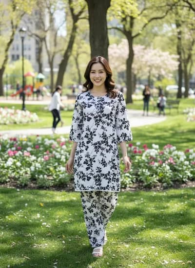 Eid Collection 2 PCs Women's Stitched Cotton Lawn Printed Suit