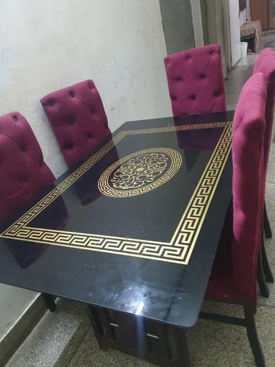 chairs full poshish maroon colour 6 seater
