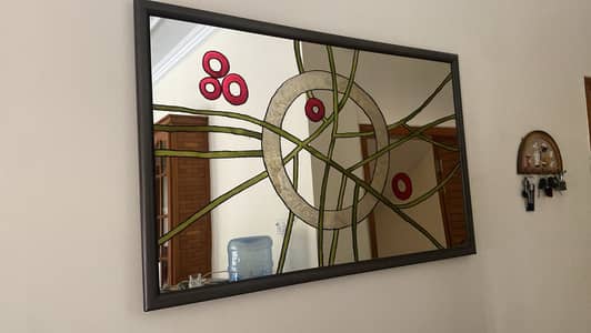 Framed Glass Painted Mirror