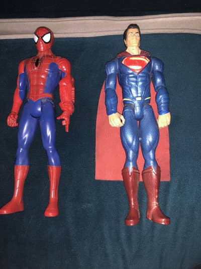 Superman and Spiderman action figures