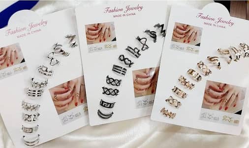 10 Pieces Adjustable Alloy Rings  Set For Women And Girls