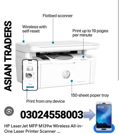 Refurb Boxed Packed HP Laserjet Pro M139w Wifi Printer /Scanner/Copier