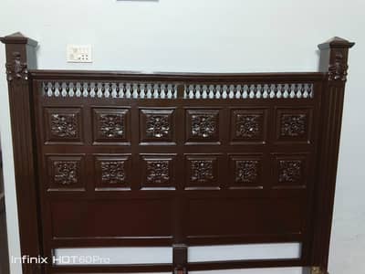 wooden king size bed and 2 side tables