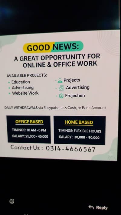 Online Jobs/ Full-Time / Part-Time jobs available / website Work