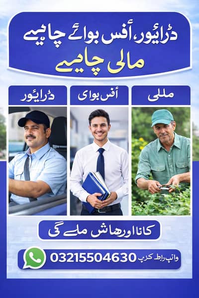 driver , office boy, mali requerd