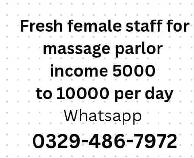 fresh female staff for spa and beauty parlor, free training