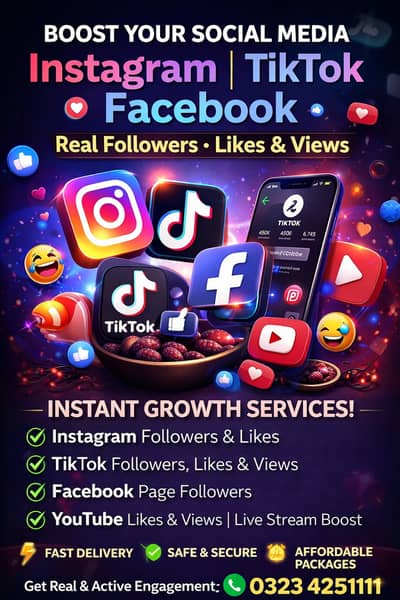 Instagram, TikTok & Facebook Followers Service