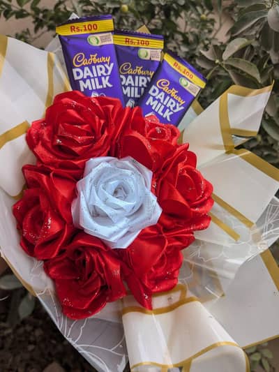 Ribbon flowers bouquet