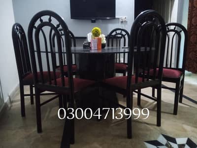 Solid dining table with 6 chairs 0300. . . 4713. . 999