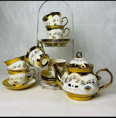 china cattle and 6 cups with saucers