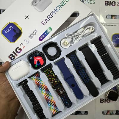 ultra smart watch 7 straps with free earbuds