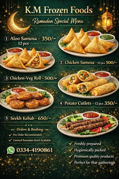 Ramadan Special Frozen Samosa, Rolls & Seekh Kebab - Lahore