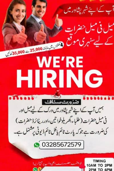 office work male and female required