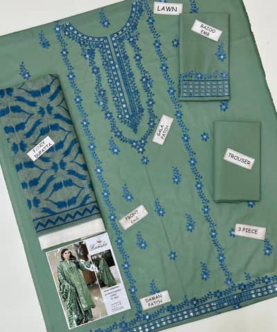 Premium Embroidered 3-Piece Lawn Suit