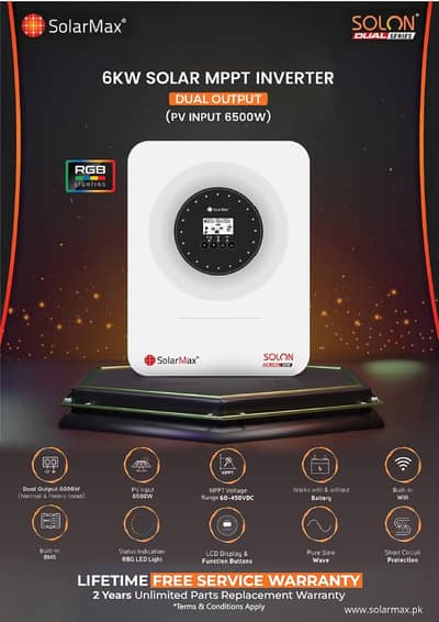 SolarMax 6KW Solon Dual MPPT Inverter - Dual Output - Brand New