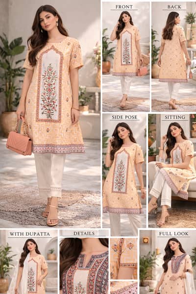 Elegant Peach Eastern Style Shirt