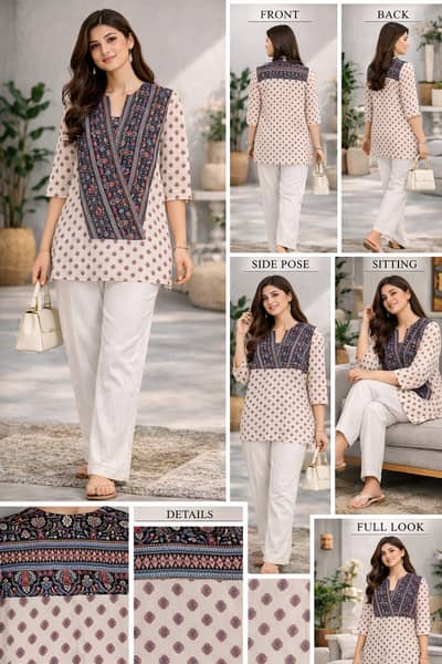 Elegant Printed Chiffon Tunic for Women's Top – Stylish Casual Wear