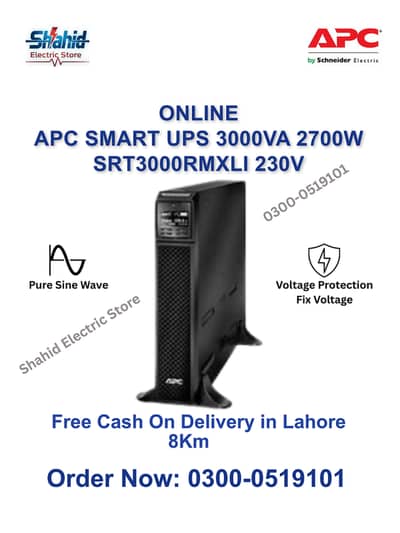Online APC UPS 3KVA SRT3000RMXLI 2700W Free Cash On Delivery in Lahore