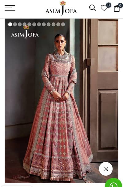 Asim Jofa Embroidered Tea pink Net frock - 3 piece