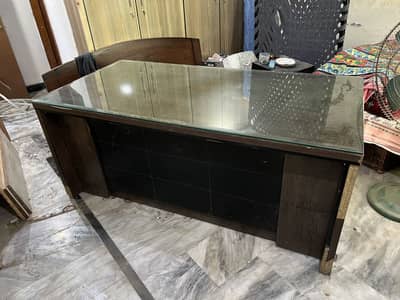 Office Table with Glass is For sale