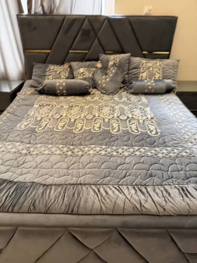 Bedding Set 9 piece Grey embroidered