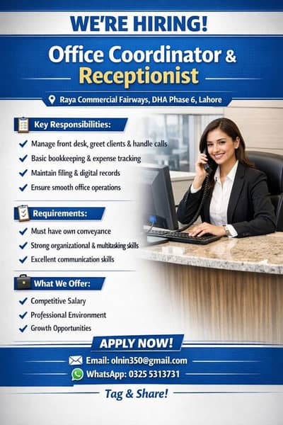 Office Coordinator & Receptionist Wanted
