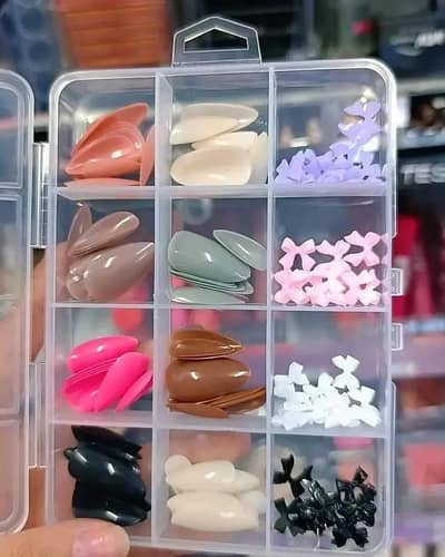 96 Pcs multicolor nails with beads smooth and even coverage artificial