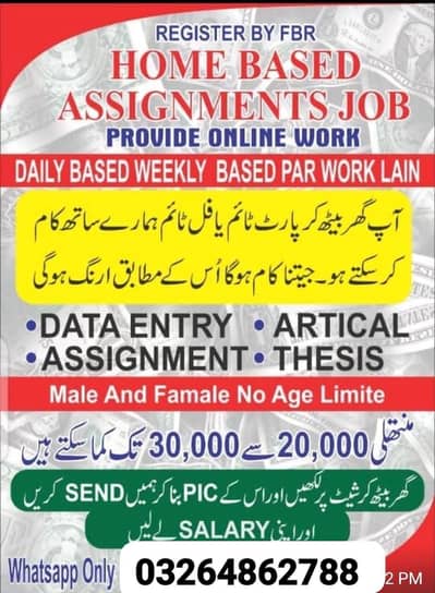 handwriting and data entry assignment work at home male female