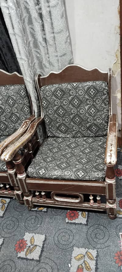 1 2 3 Seater Complete Sofa Set Original Wooden Made Pics Attached!