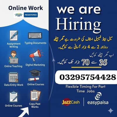 Assignment/deta entry/onlinejob/male female /content writing/