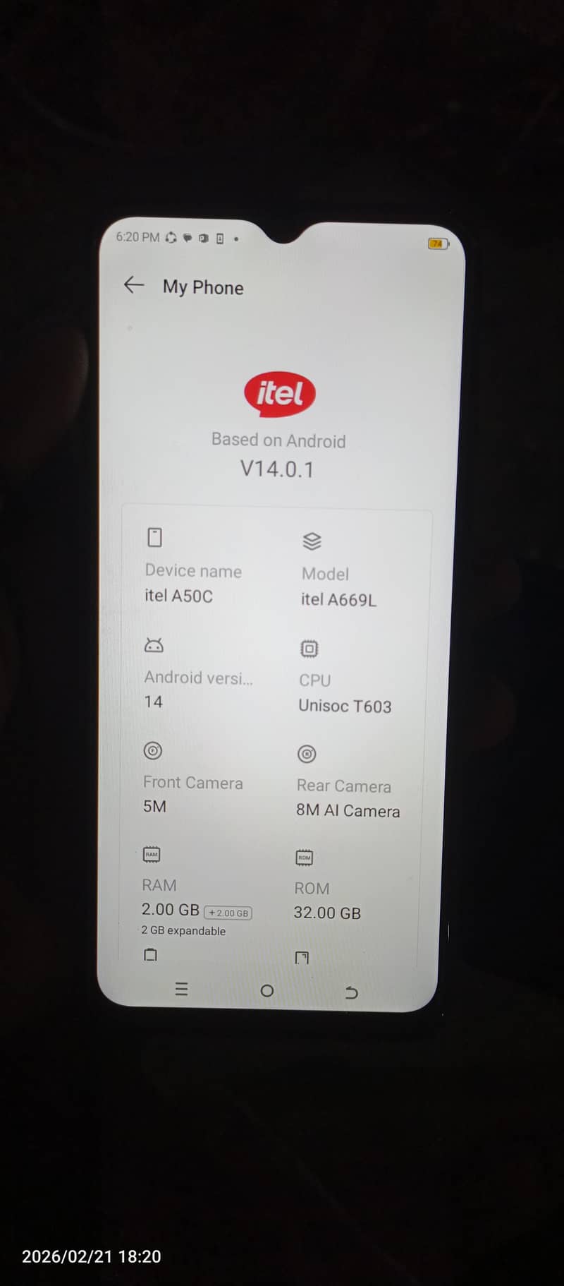 itel A50c 0