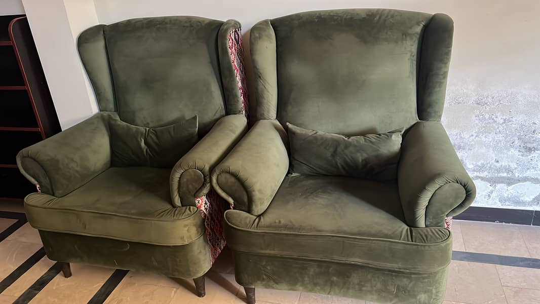 Velvet green sofas 2