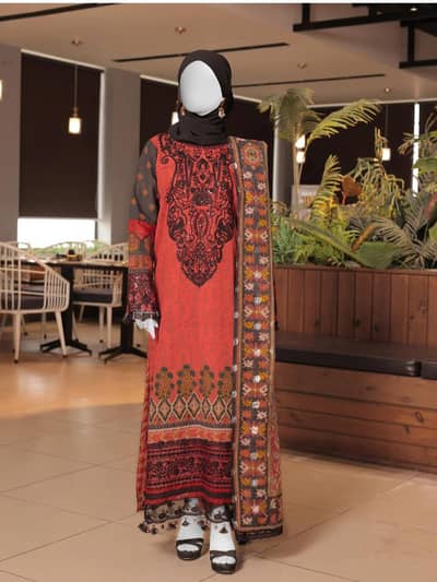 Black Embroidered 3Pc UnStitched Suit