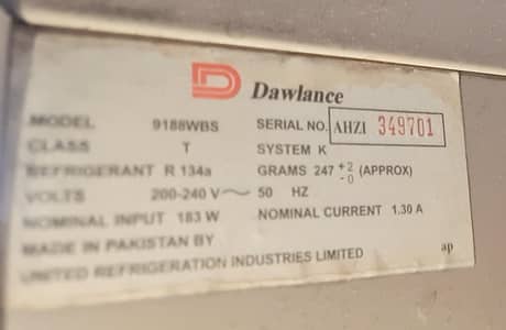 Dawlance Refrigrator  9188WBS