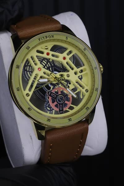 Fitron Classic Chrono Quartz Watch - Leather Strap, Stainless Steel