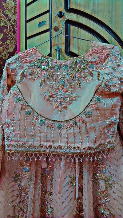 Stunning Baby Peach Organza Lehenga Choli with Dupatta for Sale! 