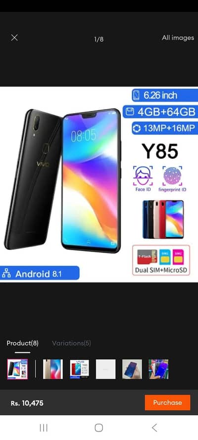 vivo y 85 4 gb ram 64 storage