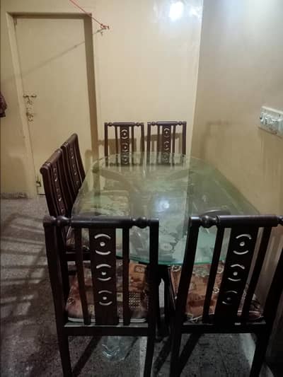 Jambo Size Glass Dining Table With 6 Chair