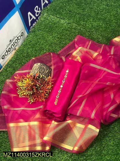 women's unstitched katan silk suit